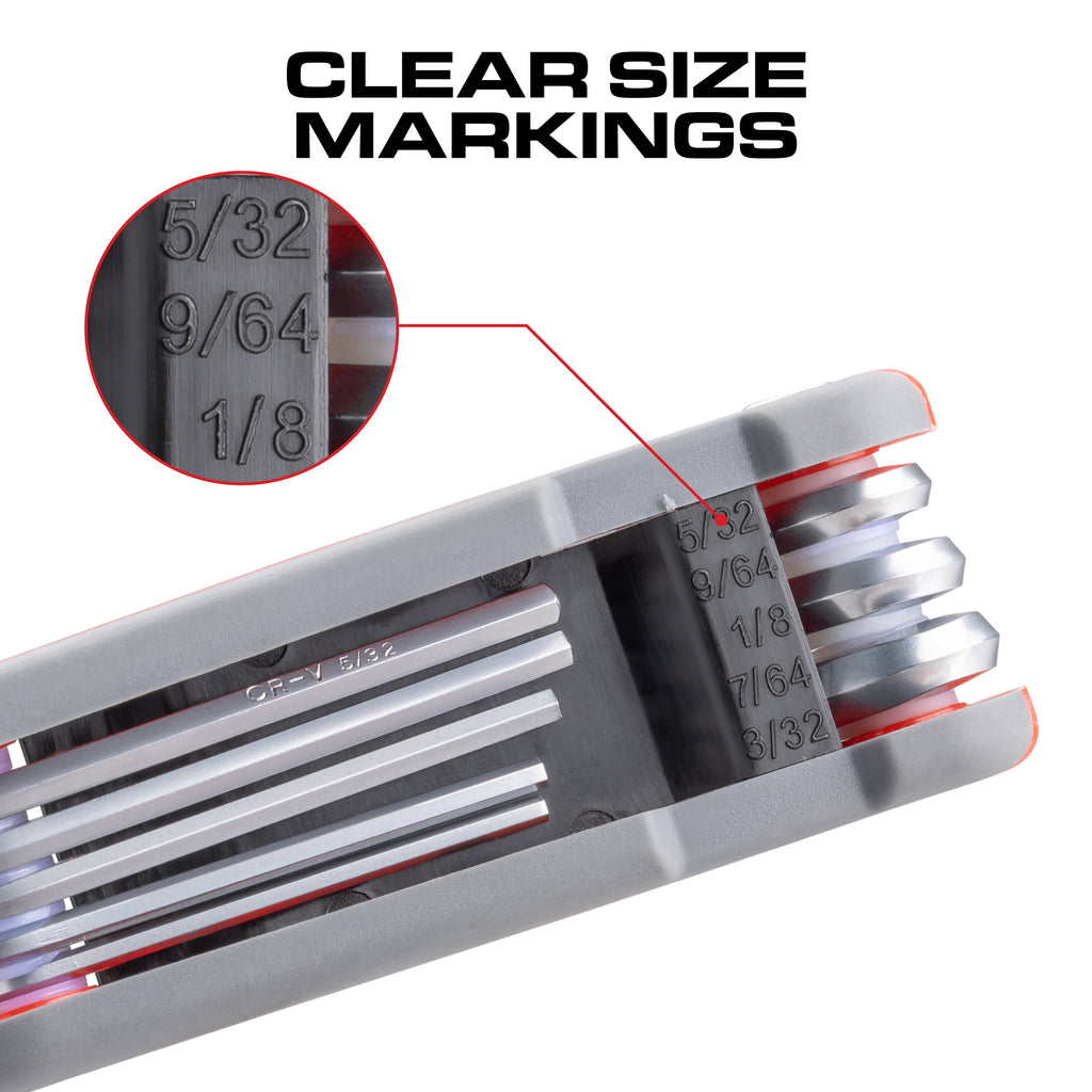 Hyper Tough Heavy-Duty Folding SAE Hex Key Set, 8 Pieces