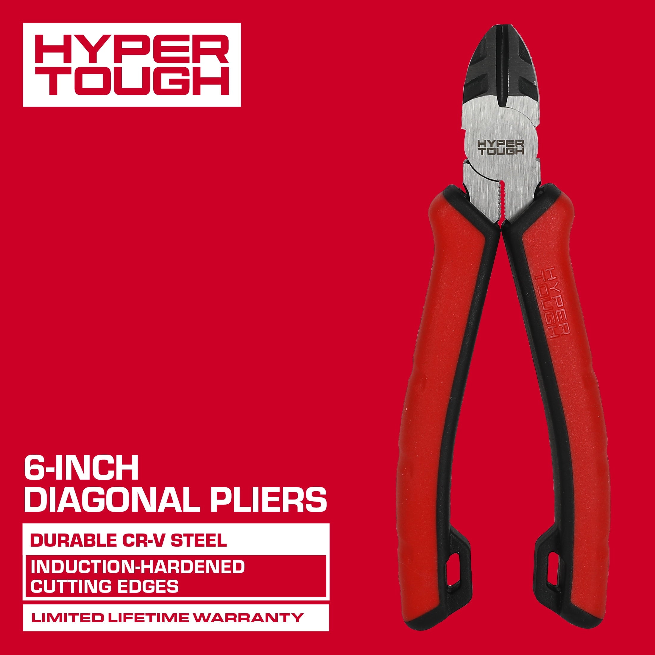 Hyper Tough 6-inch Diagonal Pliers with Dual Material Comfort Grips