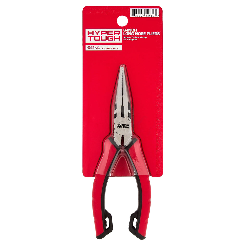 Hyper Tough 6-inch Long-Nose Pliers with Dual Material Comfort Grips