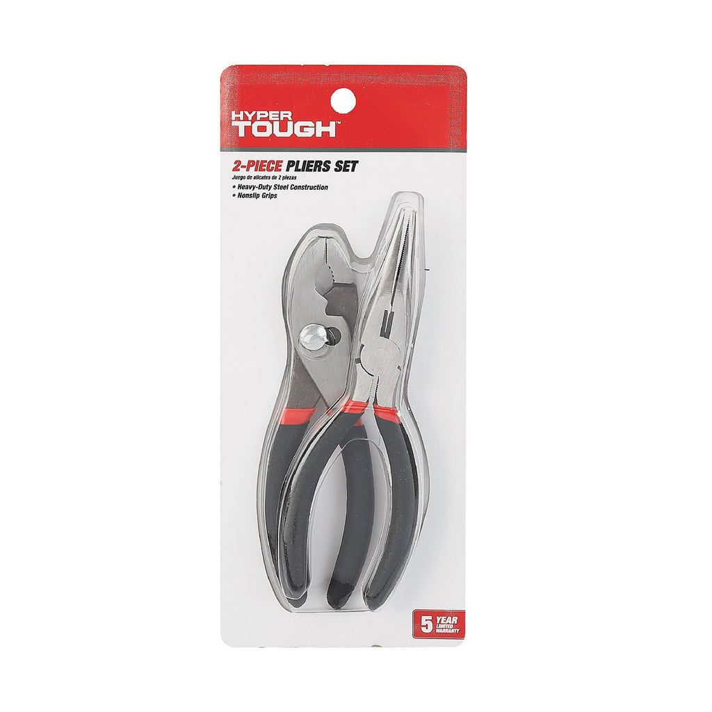 Hyper Tough 2-Piece 6-inch Pliers Set with Slip-Joint and Long Nose Pliers