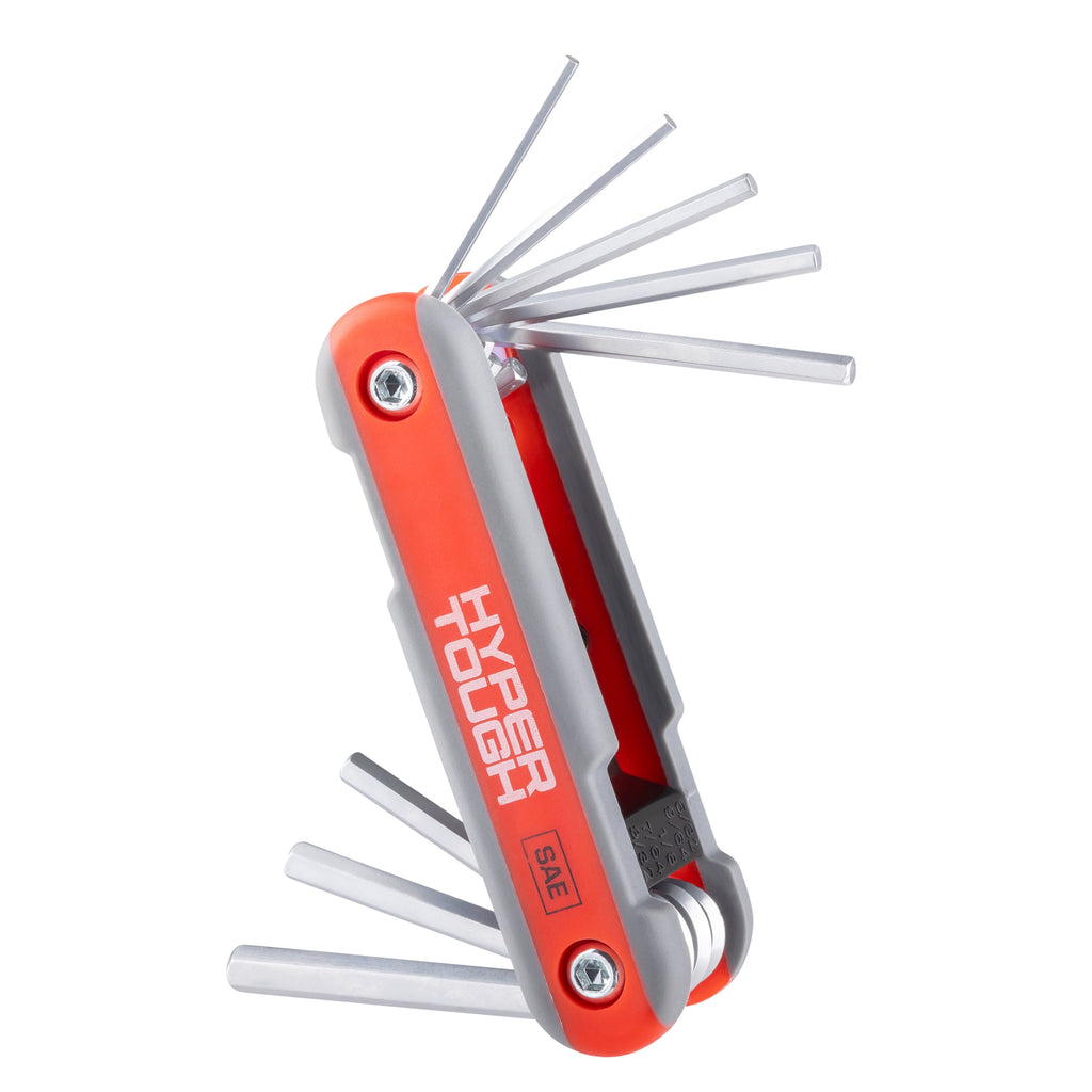 Hyper Tough Heavy-Duty Folding SAE Hex Key Set, 8 Pieces