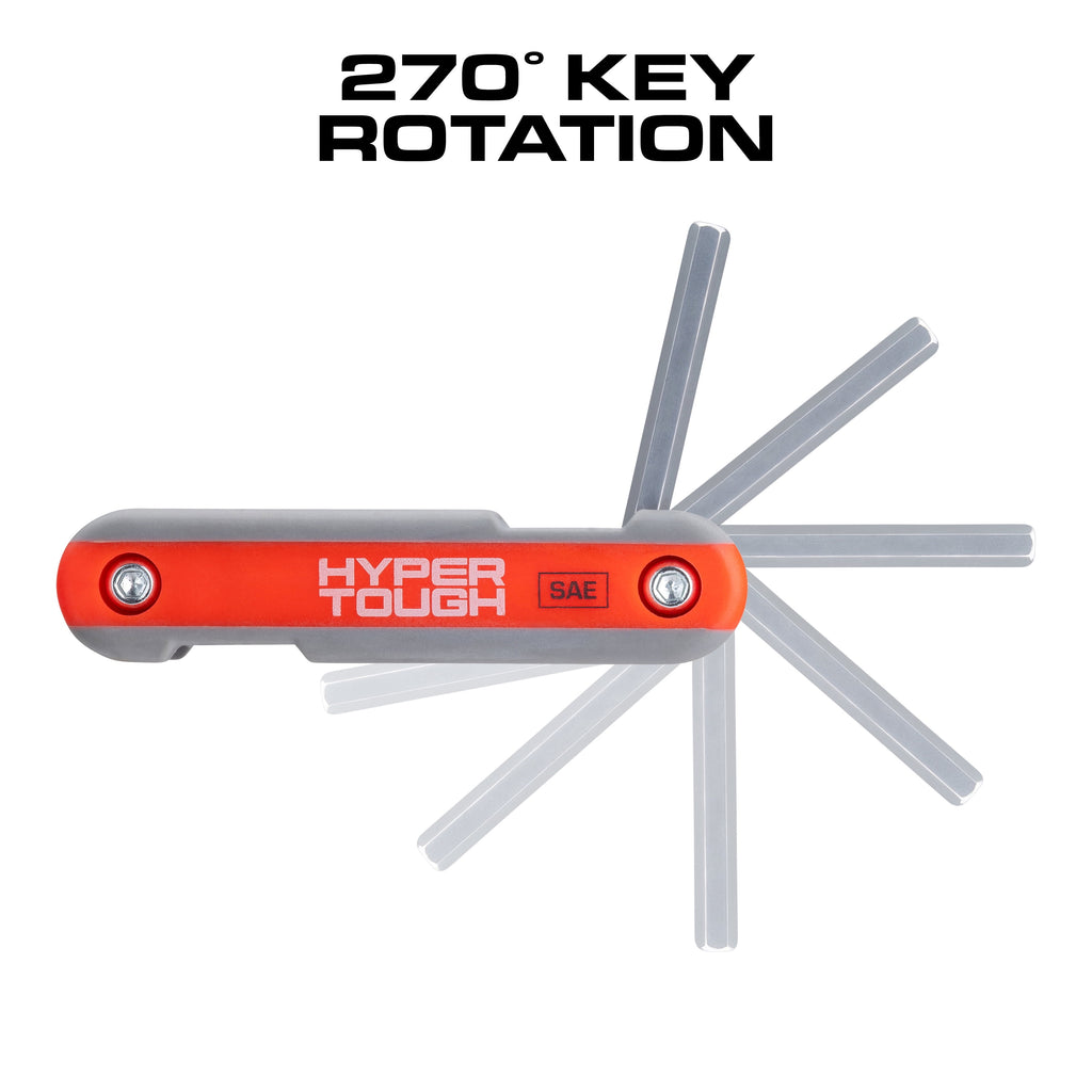 Hyper Tough Heavy-Duty Folding SAE Hex Key Set, 8 Pieces