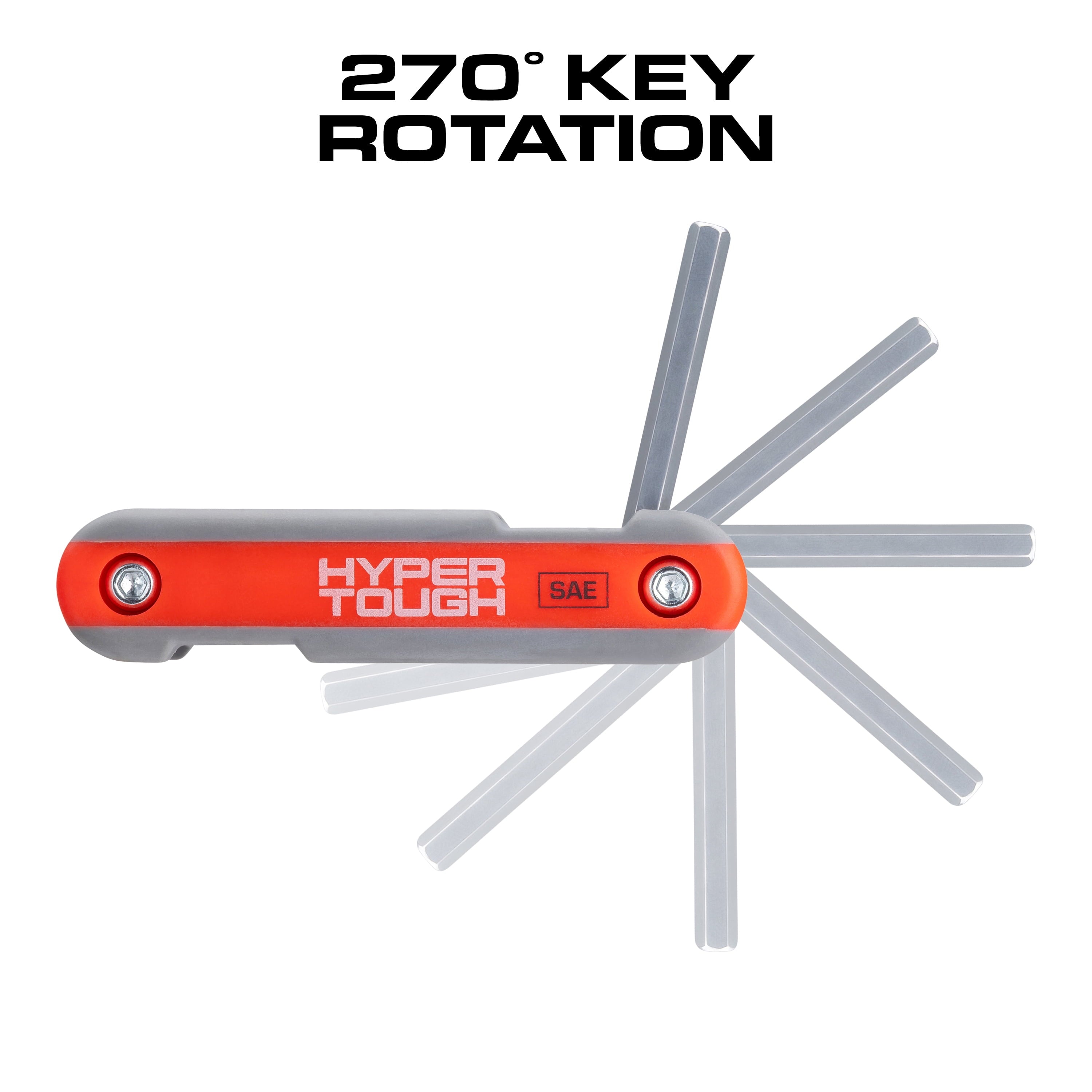 Hyper Tough Heavy-Duty Folding SAE Hex Key Set, 8 Pieces