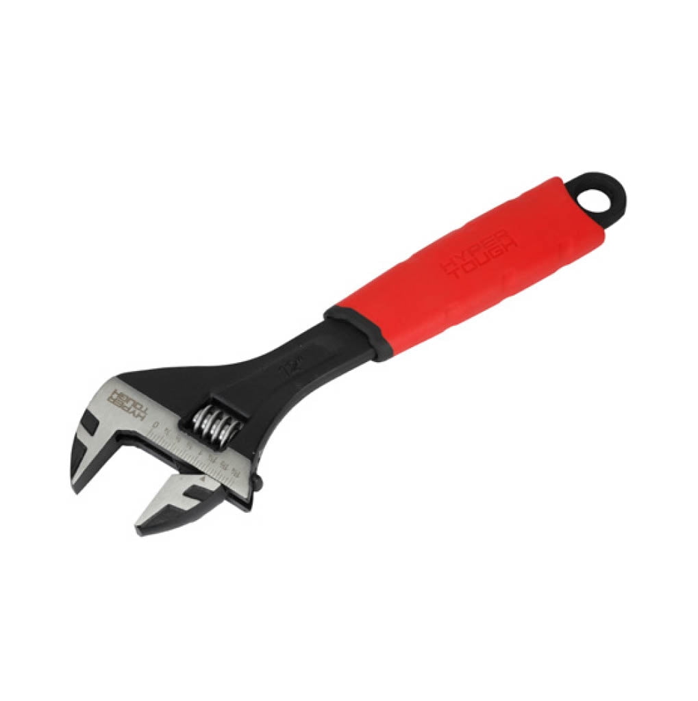 Hyper Tough 12-inch Wide Jaw Adjustable Wrench, Dual Material Comfort Grips