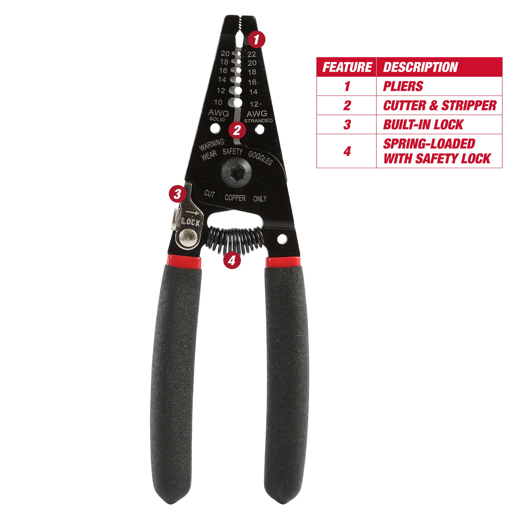 Hyper Tough New 6-inch Wire Stripper with Non-Slip Grips, 7504