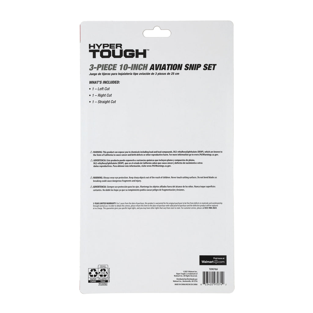Hyper Tough 3 Piece Aviation Snip / Nippers Set with Cushion Grips TU90706J