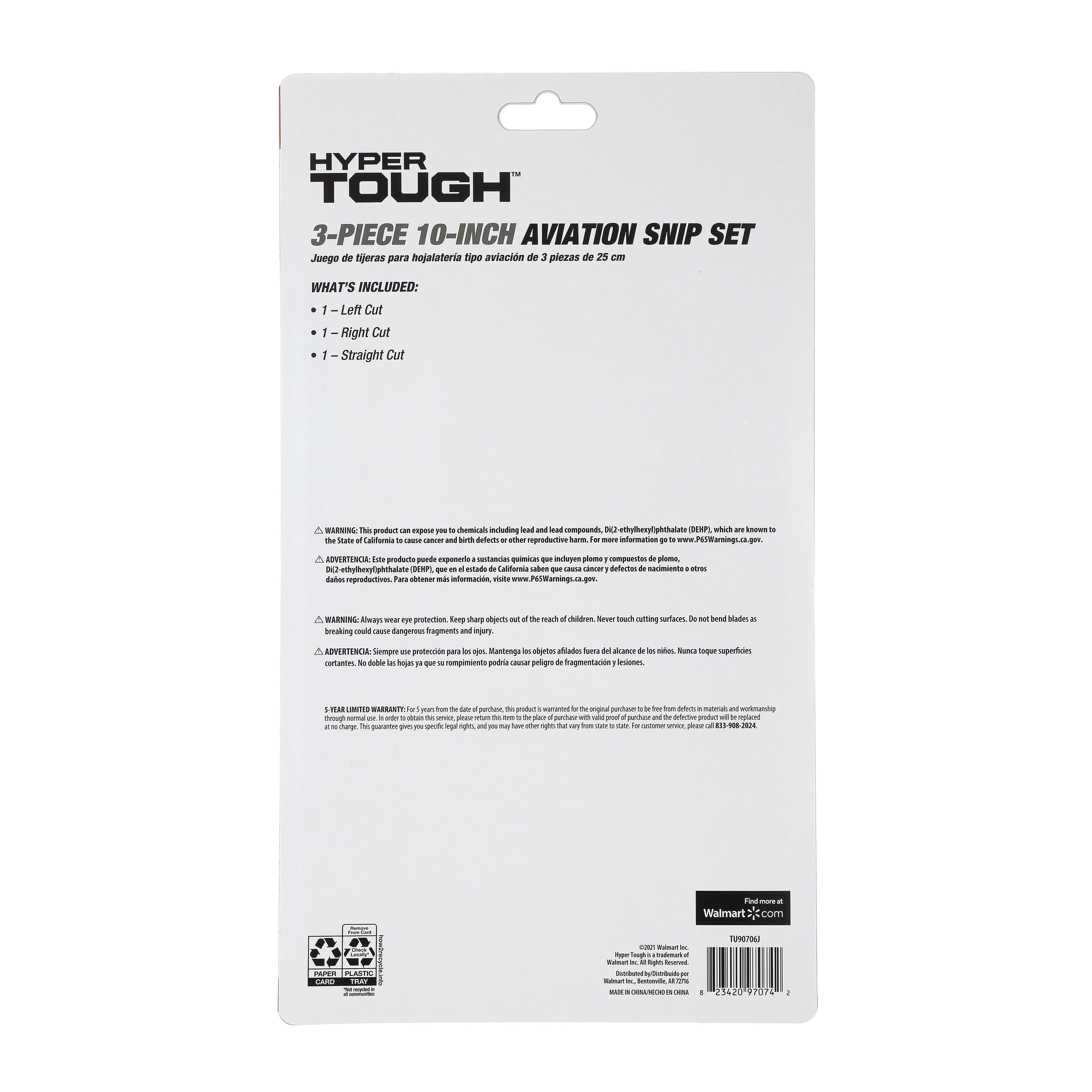 Hyper Tough 3 Piece Aviation Snip / Nippers Set with Cushion Grips TU90706J