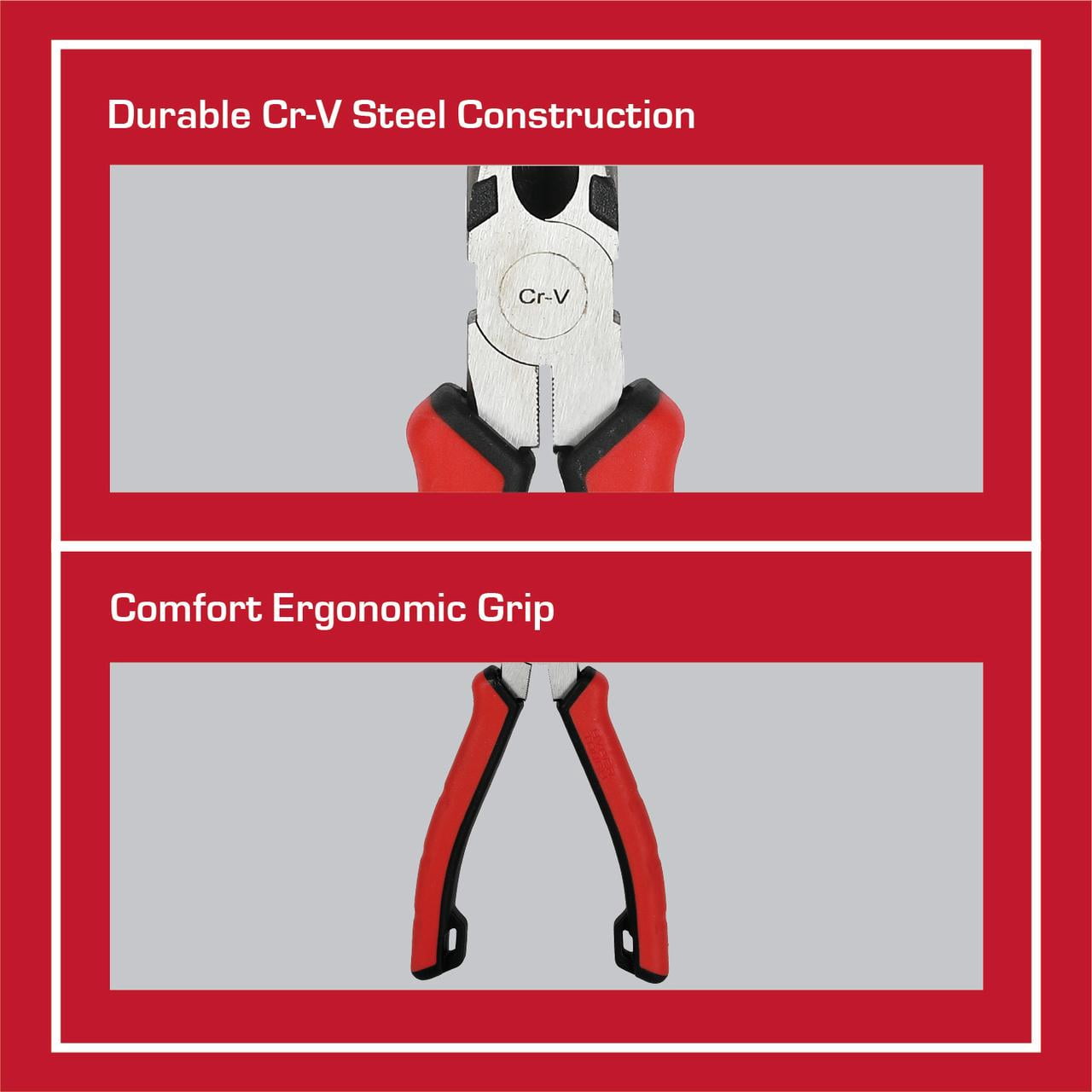 Hyper Tough 8-inch Long-nose Pliers with Dual Material Comfort Grips