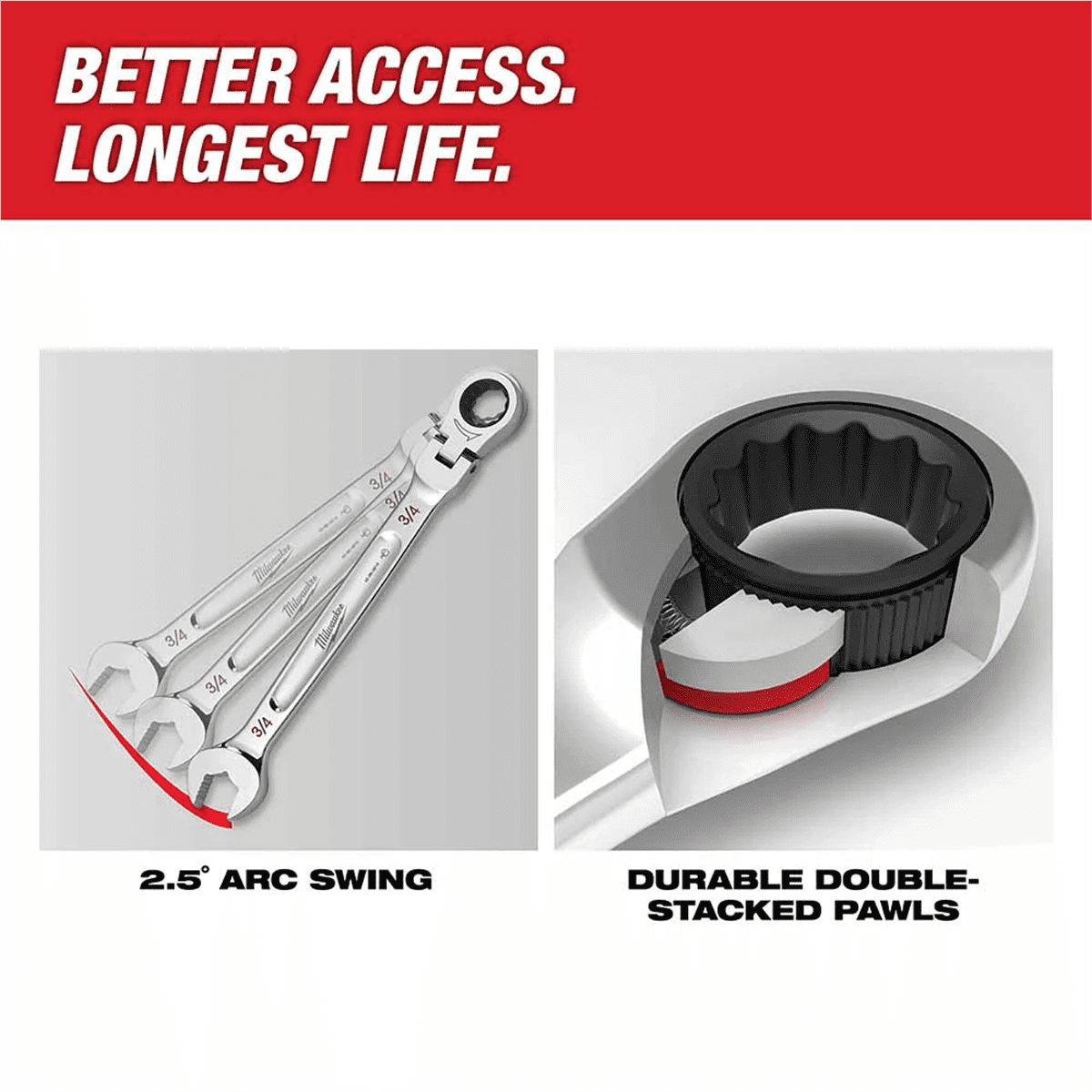 Milwaukee Tool 3/8 Flex Head Ratcheting Combination Wrench