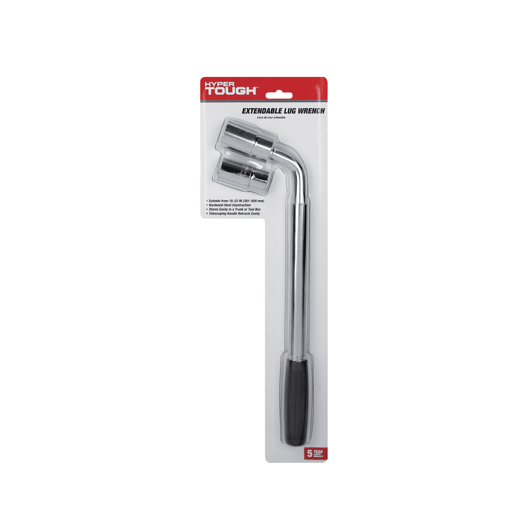 Hyper Tough Heavy Duty Extendable Lug Wrench, 15 to 22-inch Tire Iron, Chrome