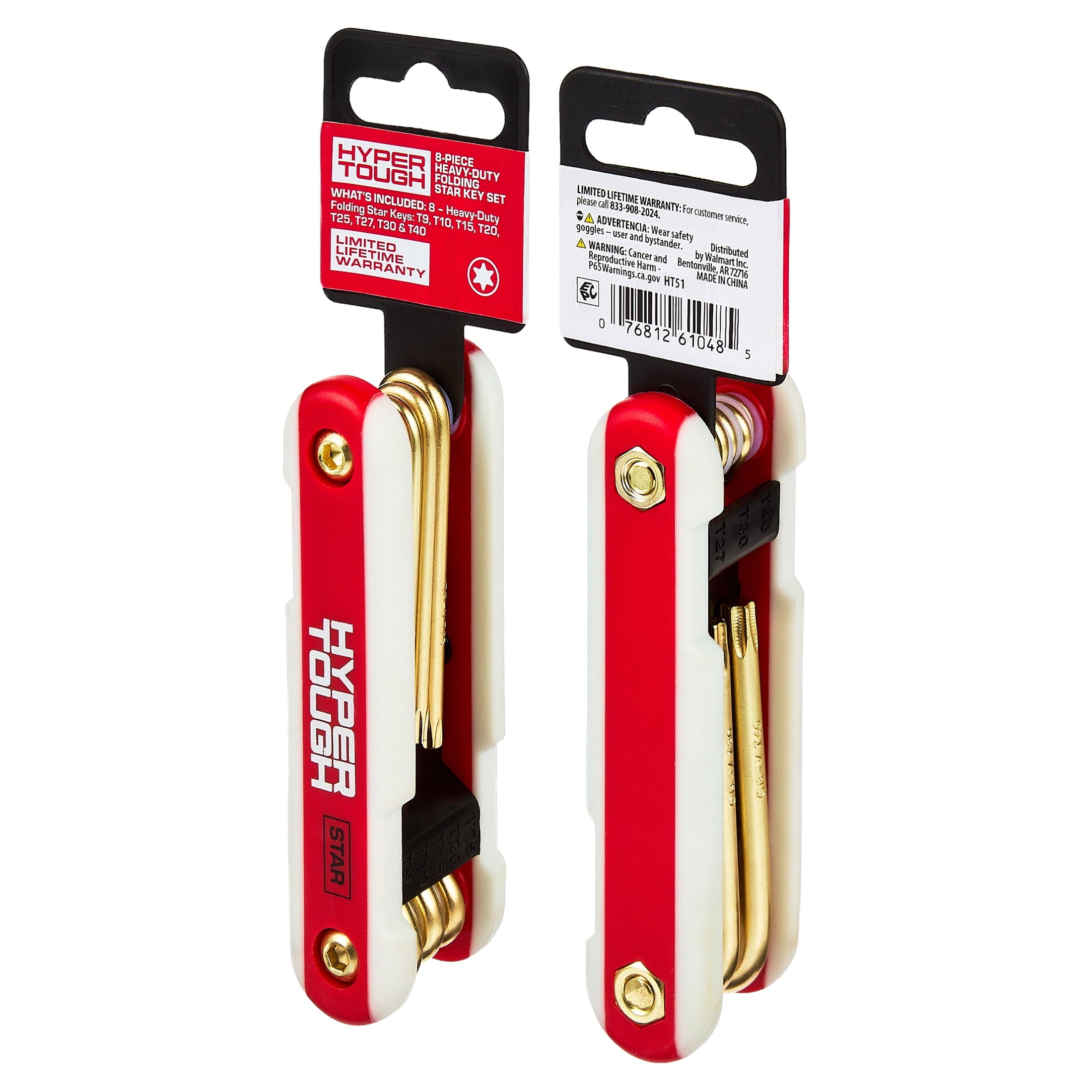 Hyper Tough Heavy-Duty Folding Star Hex Key Set, 8 Pieces