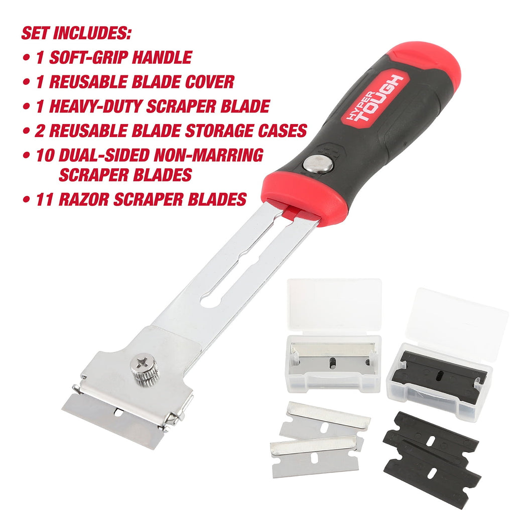 Hyper Tough Extendable Razor Blade Scraper with Replaceable Blades, 9 inch