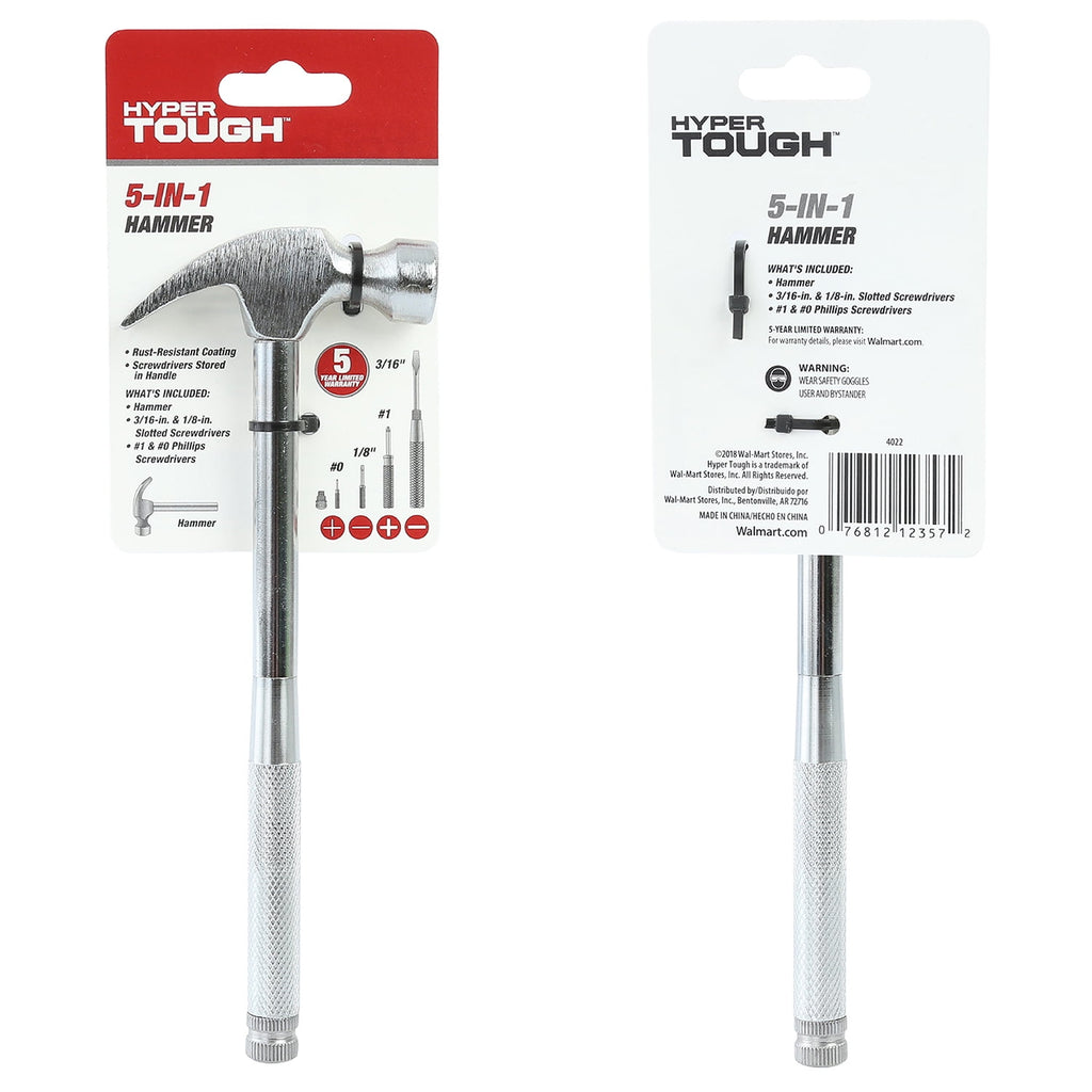 Hyper Tough 5-in-1 Hammer & Screwdriver Set