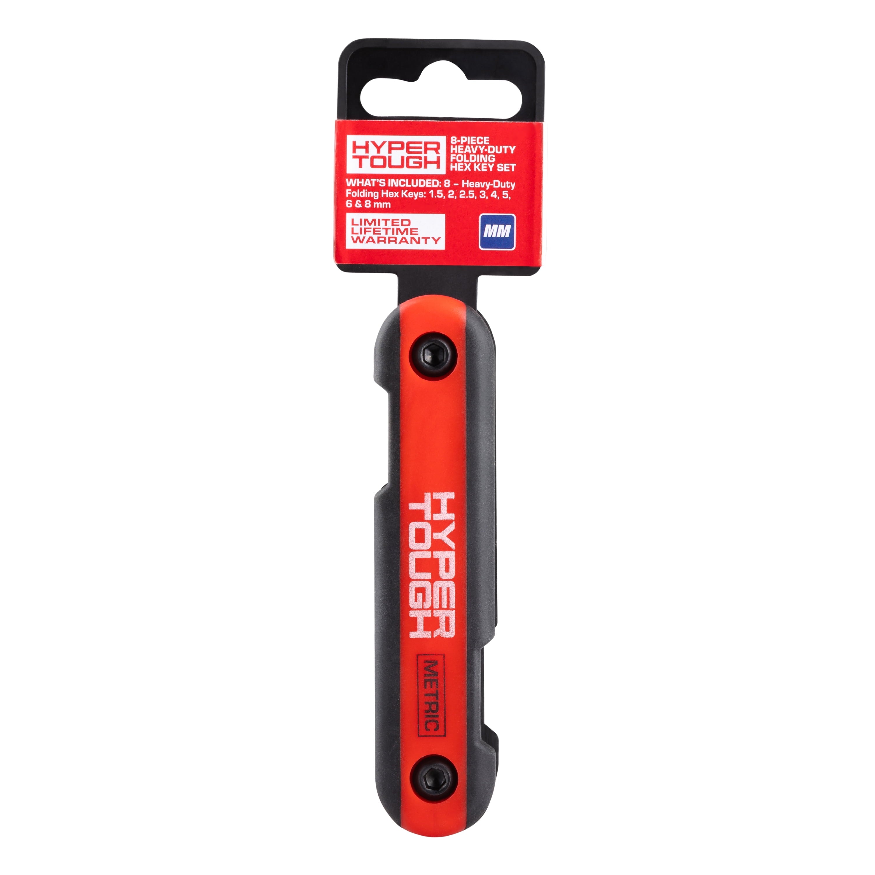Hyper Tough Heavy-Duty Folding Metric Hex Key Set, 8 Pieces