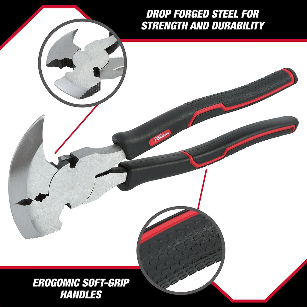 Hyper Tough 10-inch Demolition and Fencing Pliers with Soft Grip Handles