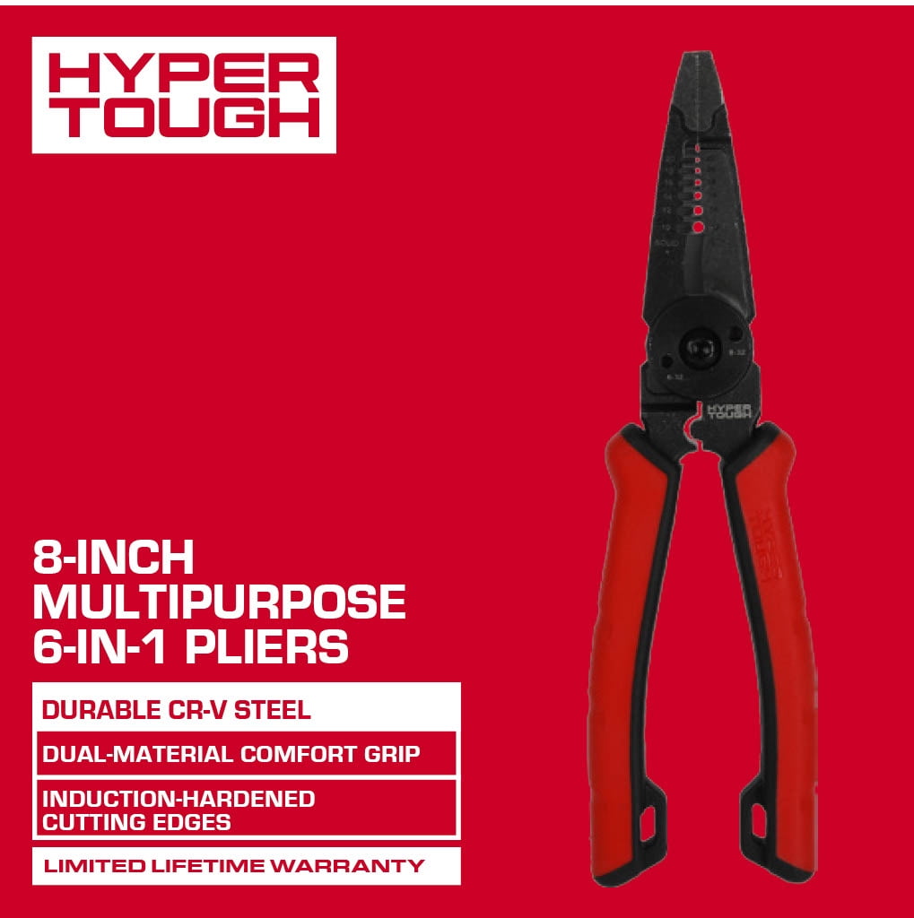 Hyper Tough 8-inch Multipurpose 6-in-1 Pliers