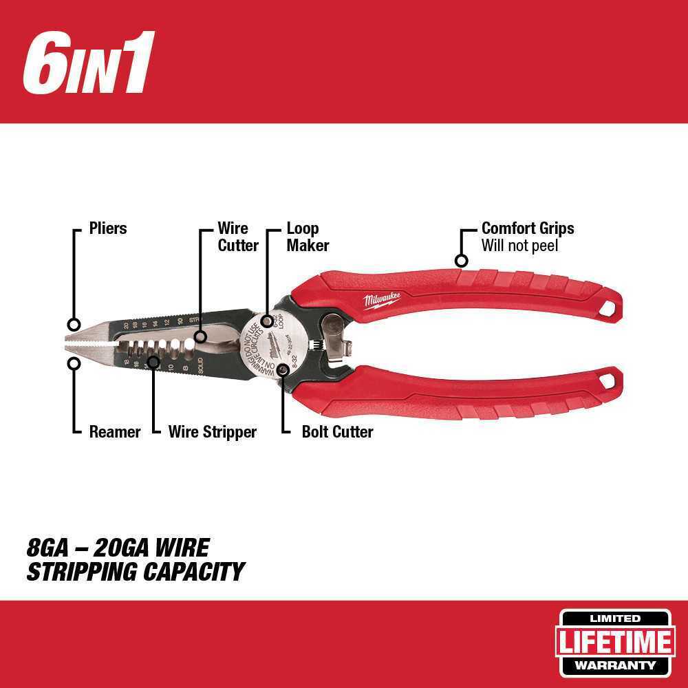 Milwaukee 48-22-3079 COMFORT GRIP 6IN1 PLIERS