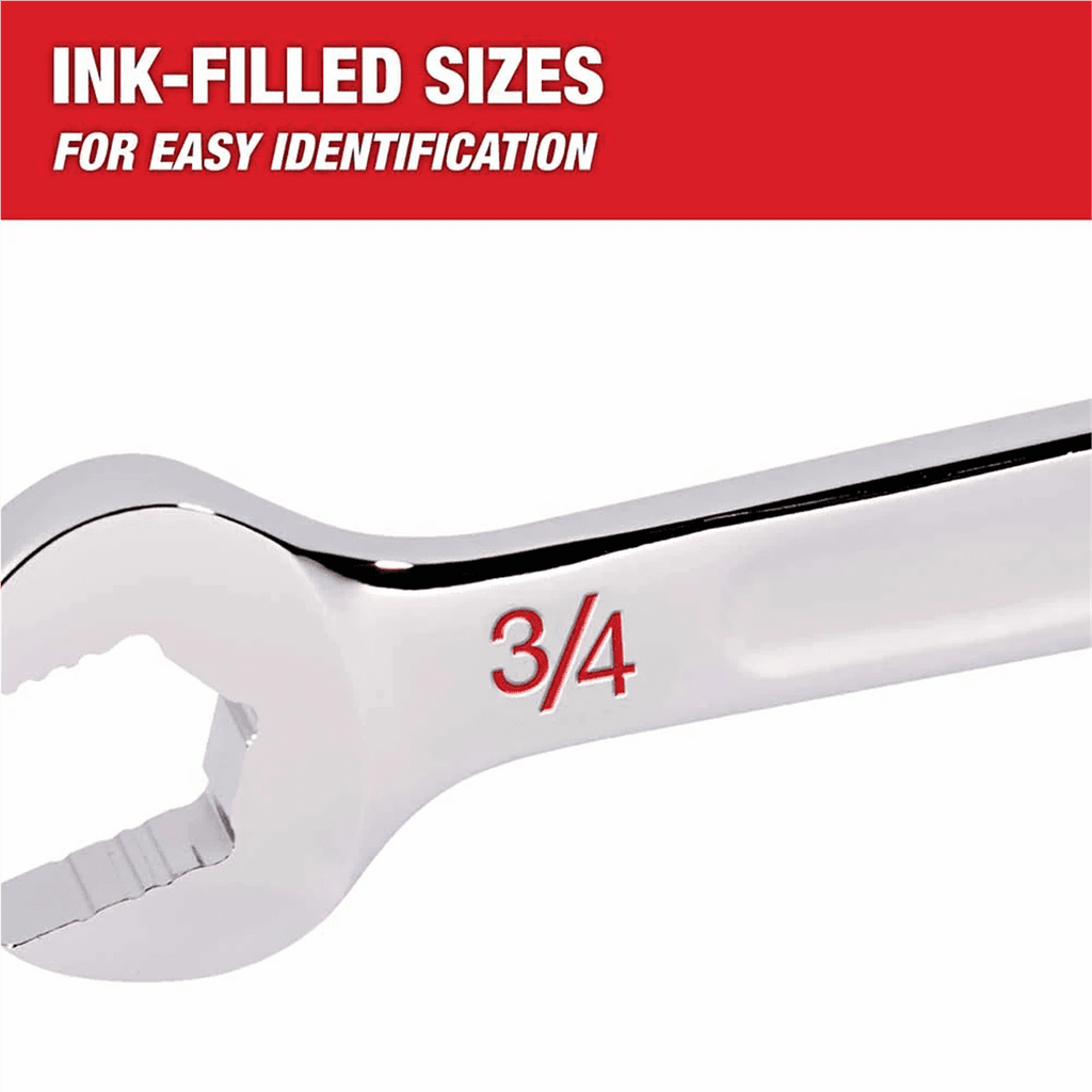 Milwaukee Tool 9/16 SAE Combination Wrench, 12-Point, Steel, Chrome, Ergonomic, I-Beam Handle