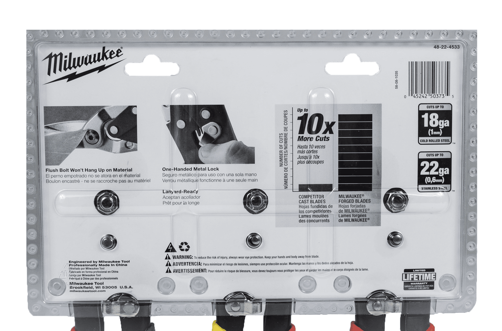 Milwaukee 3-Piece Aviation Snip Set (Left, Right, Straight) 48-22-4533