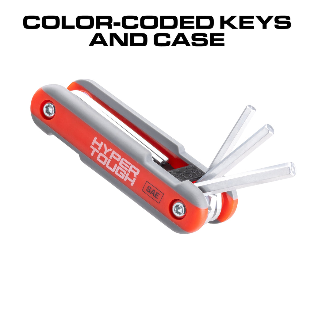 Hyper Tough Heavy-Duty Folding SAE Hex Key Set, 8 Pieces