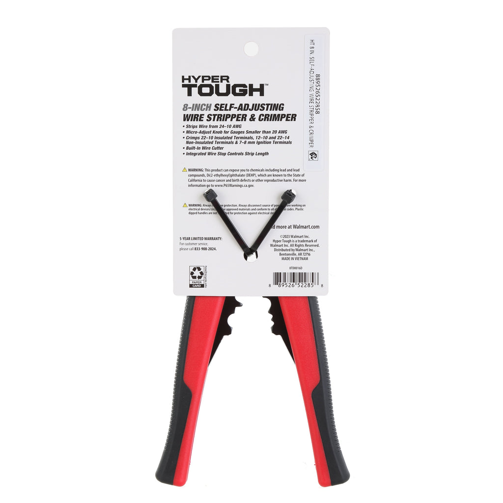 Hyper Tough 8 Self-Adjusting Wire Stripper 8TD0016D, New, 0.75 lb