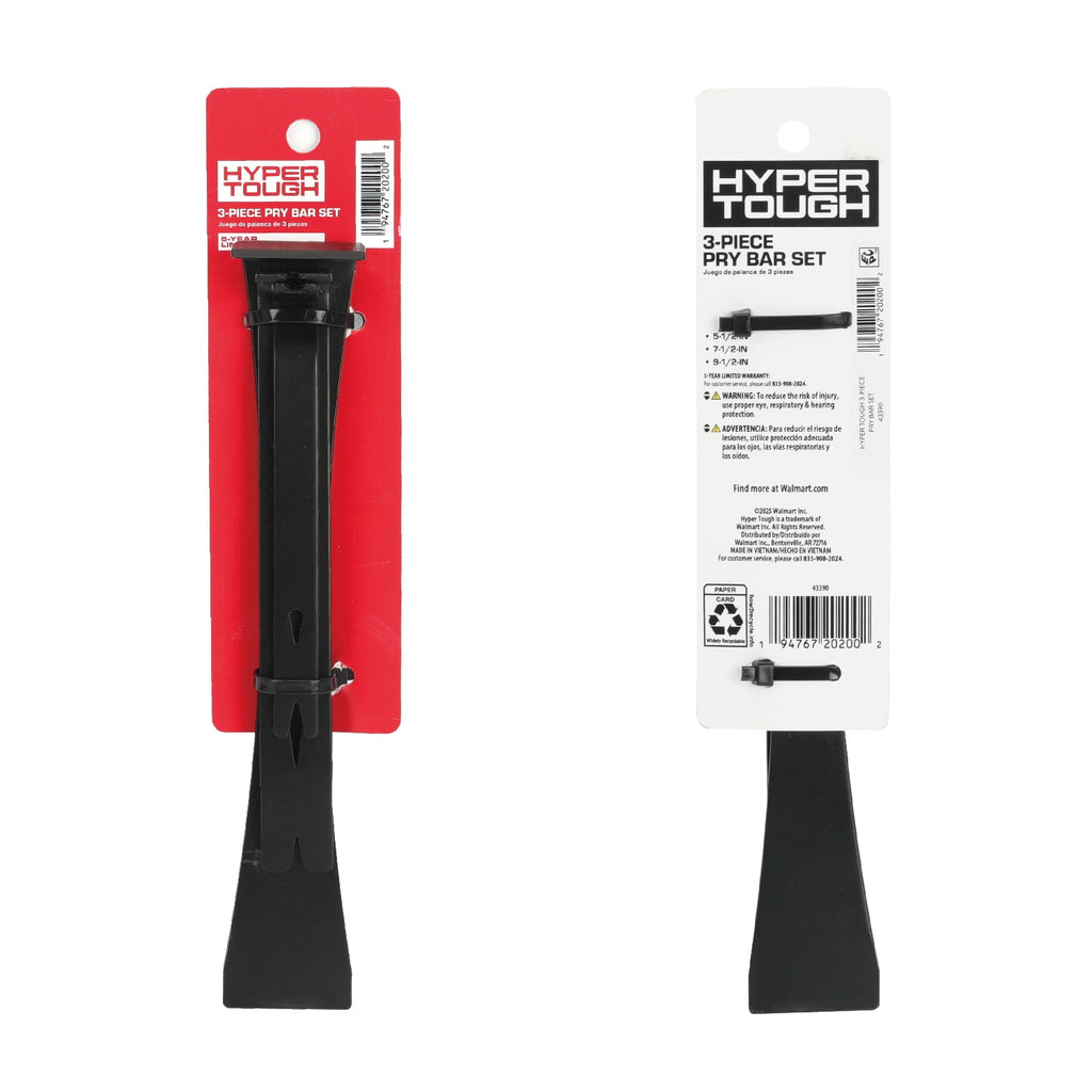 Hyper Tough 3-piece Pry Bar Set with Nail Pull, 5-1/2, 7-1/2, 9-1/2-inch