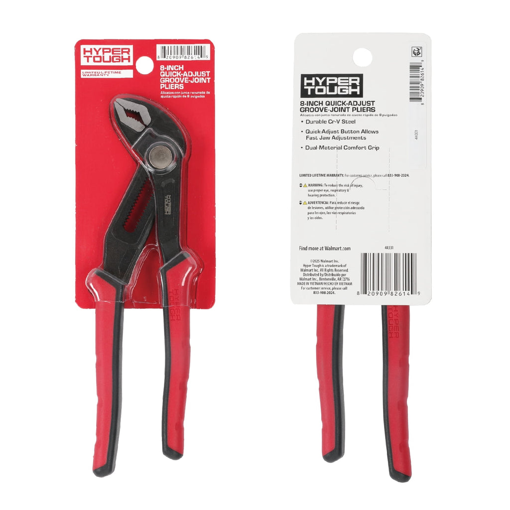 Hyper Tough 8-inch Quick Adjust Groove Joint Pliers