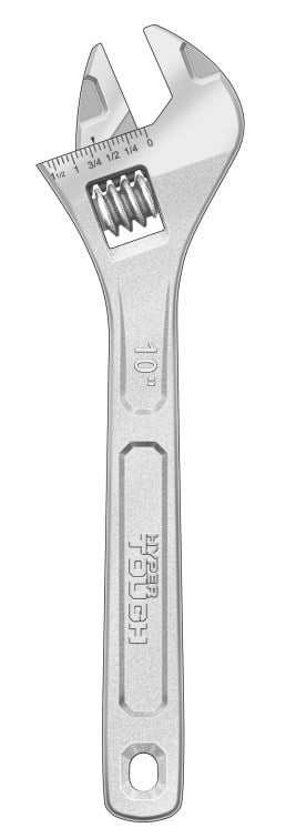 Hyper Tough 10-inch Adjustable Wrench, Steel Construction, Model 43181