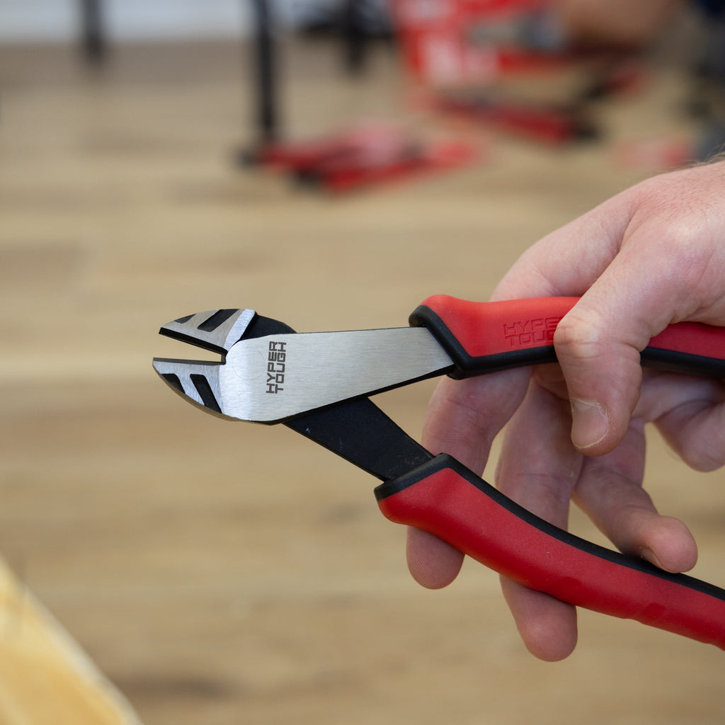 Hyper Tough 8-inch High Leverage Diagonal Pliers with Dual Material Comfort Grips