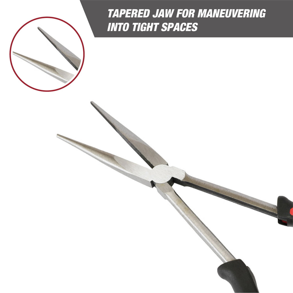 Hyper Tough 11-inch Long Nose Pliers with Ergonomic Soft Grip Handles