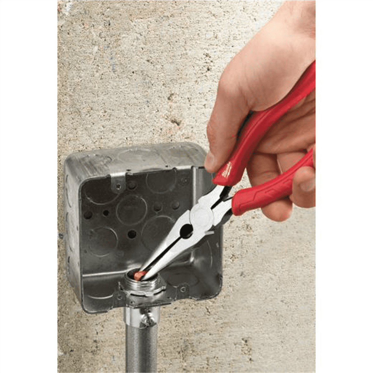 Milwaukee 48-22-6101 8-Inch Long Nose Pliers with Reaming Head and Onboard Fish Tape Pulling