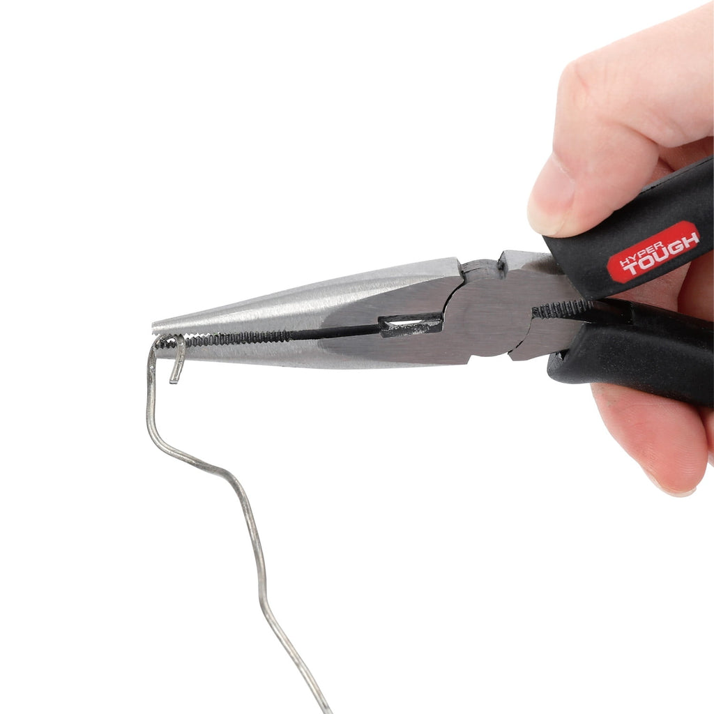 Hyper Tough 6-inch Long Nose Pliers with Ergonomic Soft Grip Handles