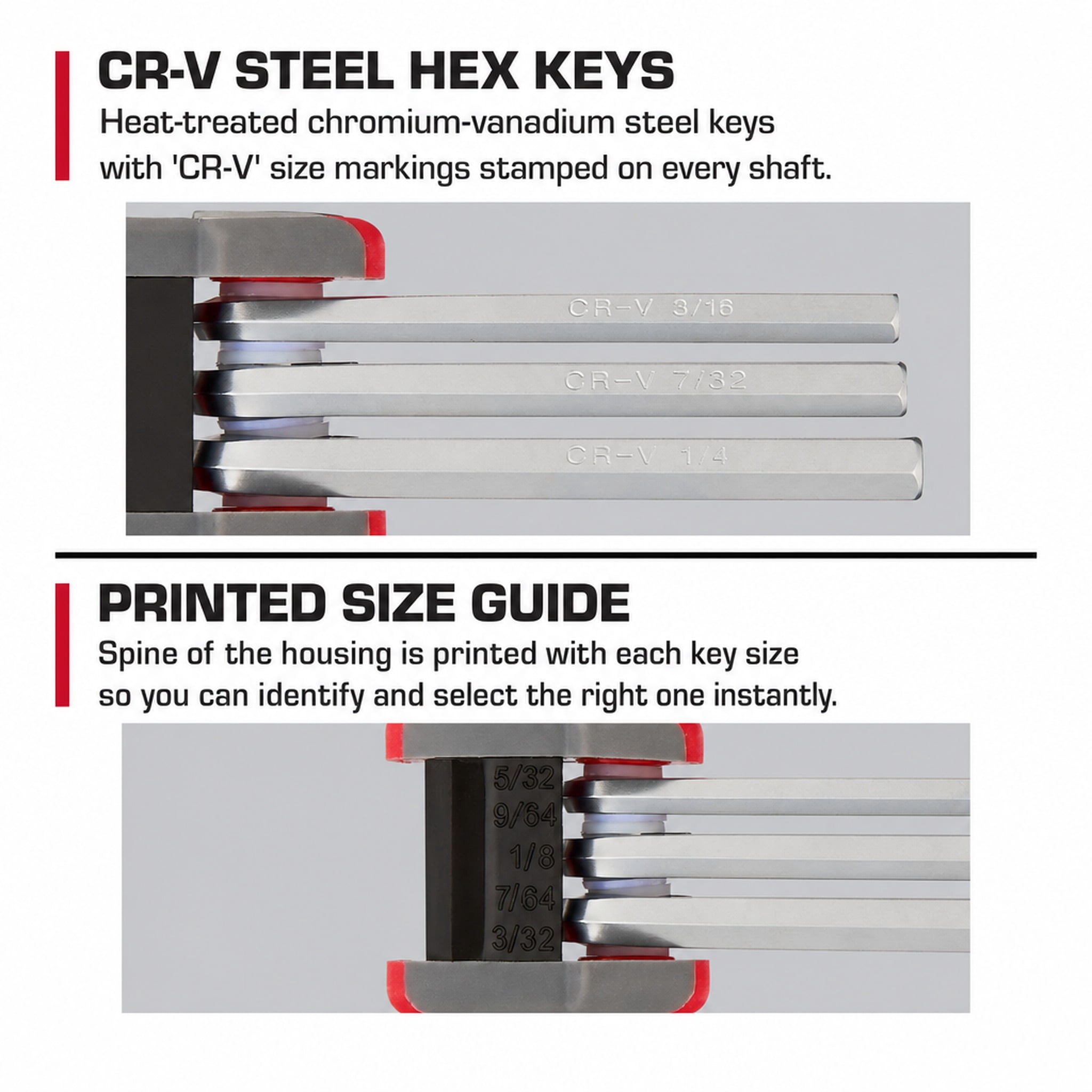 Hyper Tough Heavy-Duty Folding SAE Hex Key Set, 8 Pieces
