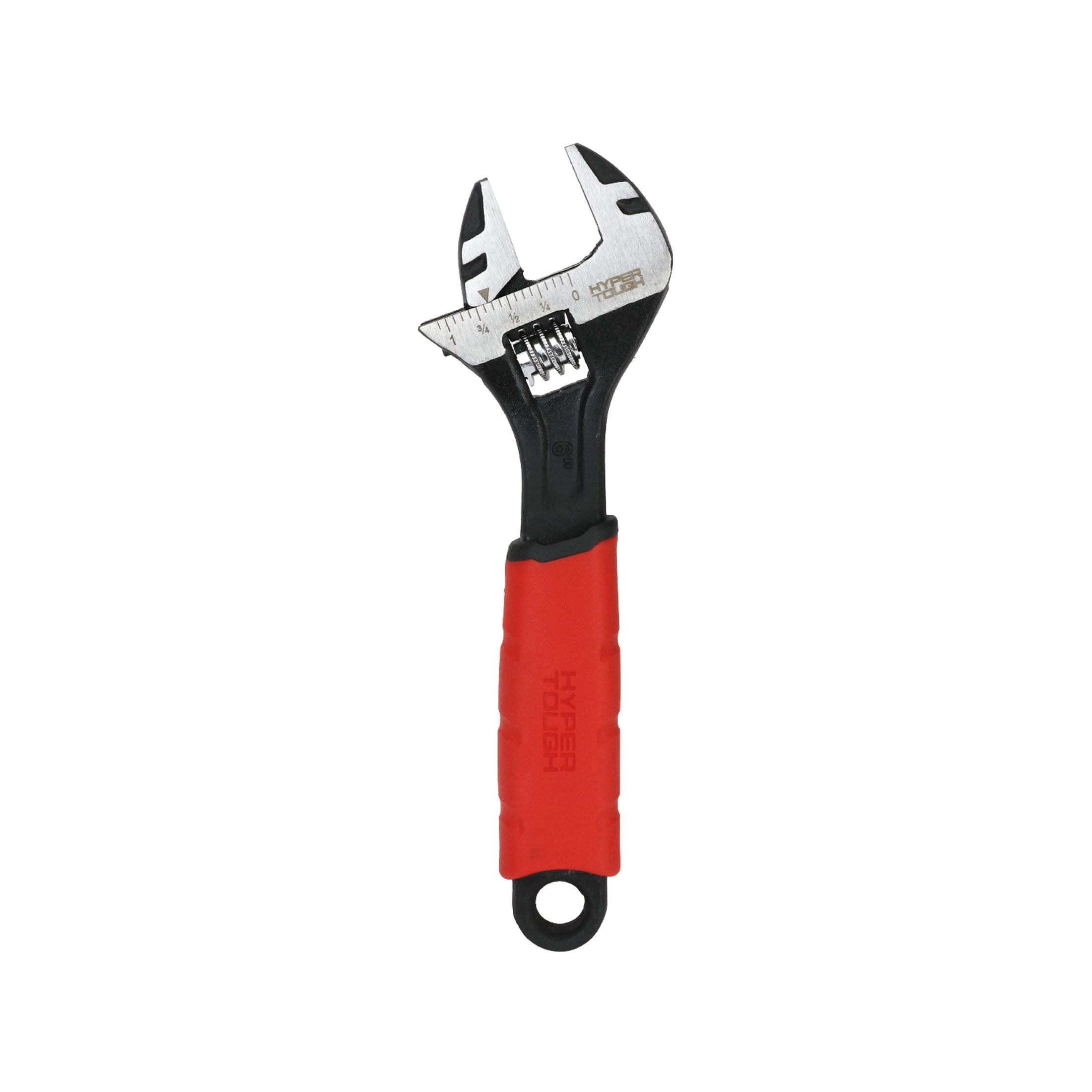Hyper Tough 6-inch Wide Jaw Adjustable Wrench, Dual Material Comfort Grips