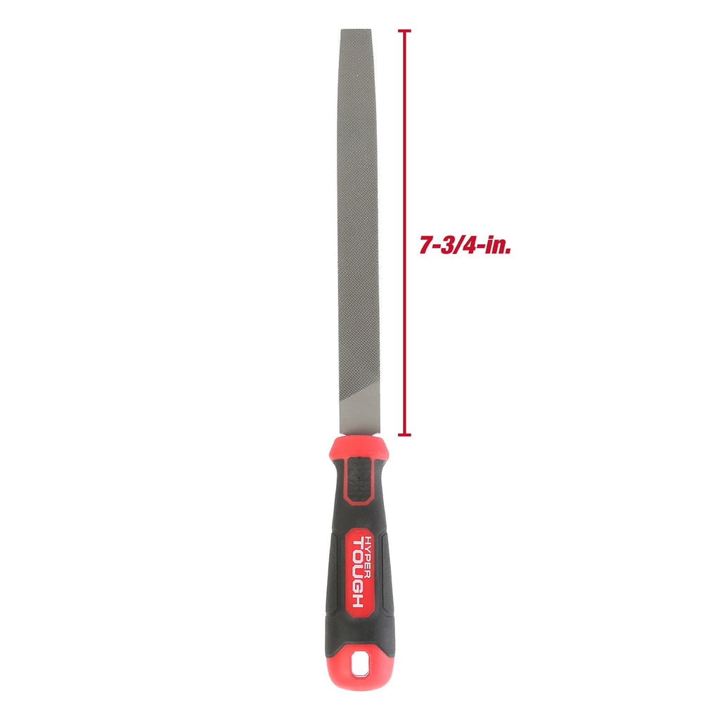 Hyper Tough 8-Inch Steel Mill Bastard File with Ergonomic Soft Grip, 2202V
