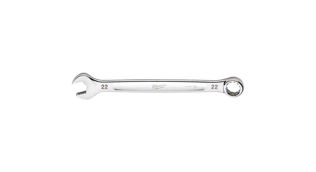 Milwaukee 45-96-9522 Combination Wrench, Metric, 22 mm Head, 11.61 in L, 12-Point, Steel, Chrome