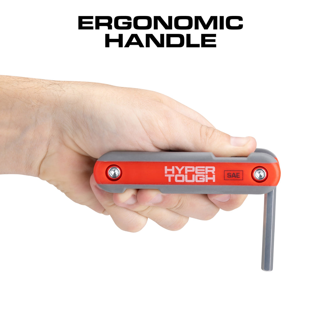 Hyper Tough Heavy-Duty Folding SAE Hex Key Set, 8 Pieces