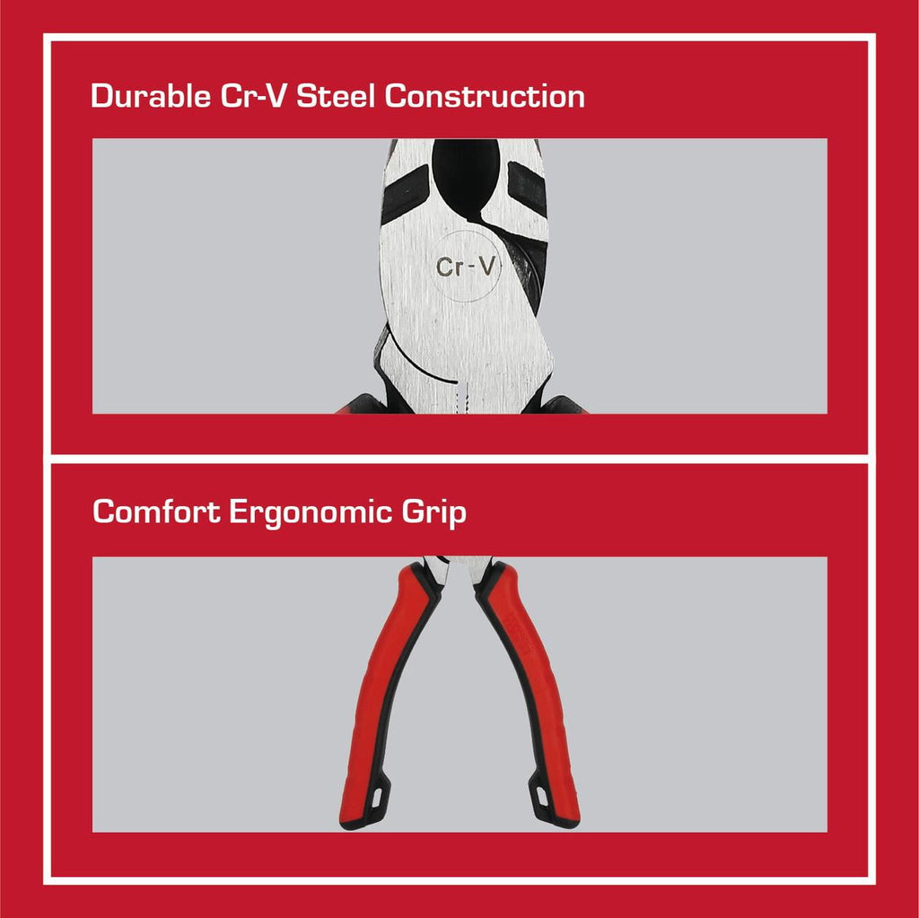 Hyper Tough 6-inch High Leverage Lineman Pliers with Dual Material Comfort Grips