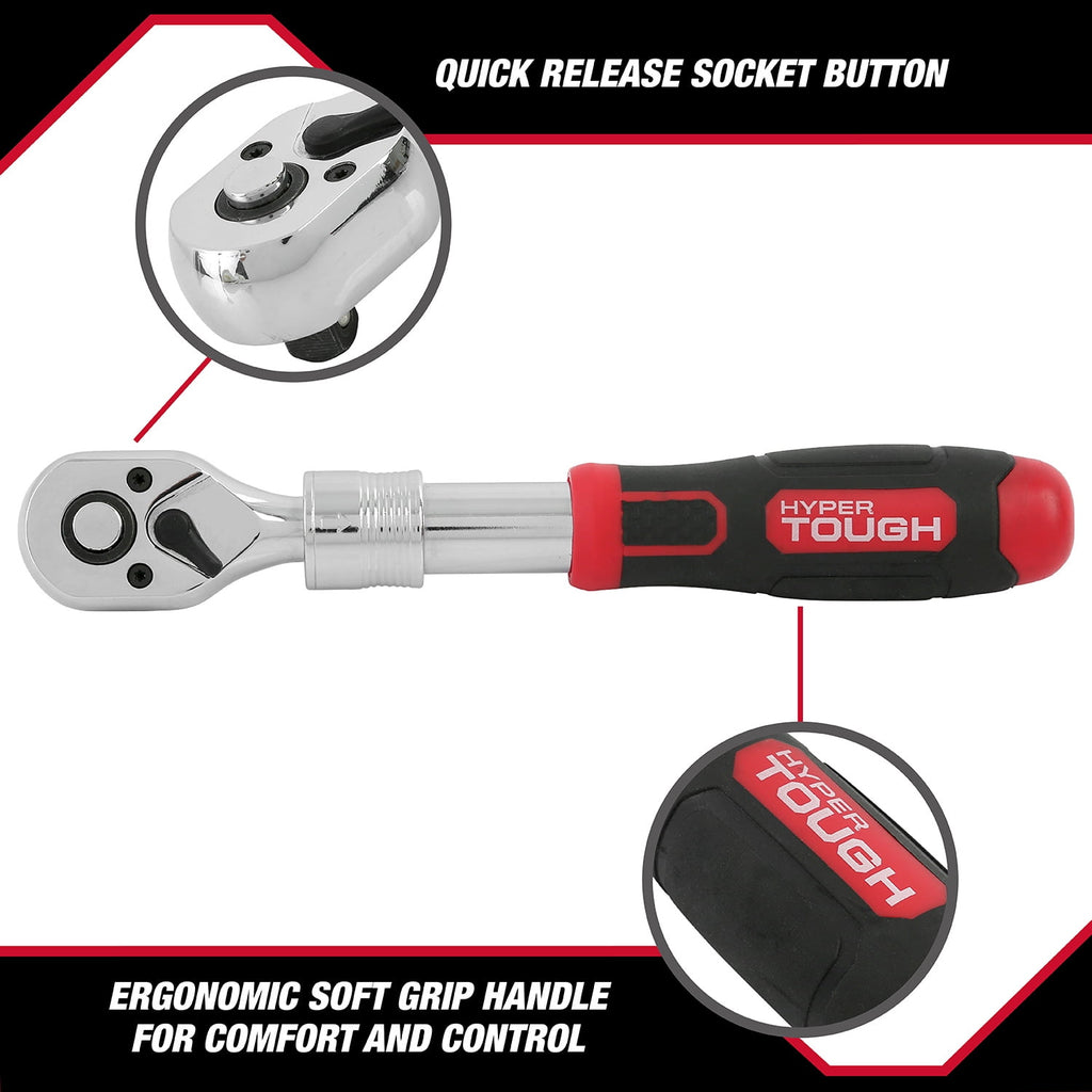 Hyper Tough Pear Head Ratchet Wrench with Extendable 12.5 inch Handle