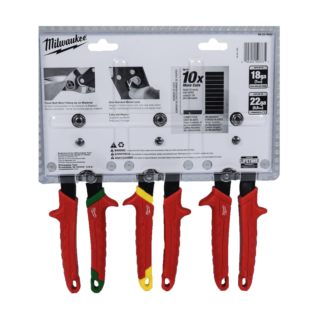 Milwaukee 3-Piece Aviation Snip Set (Left, Right, Straight) 48-22-4533