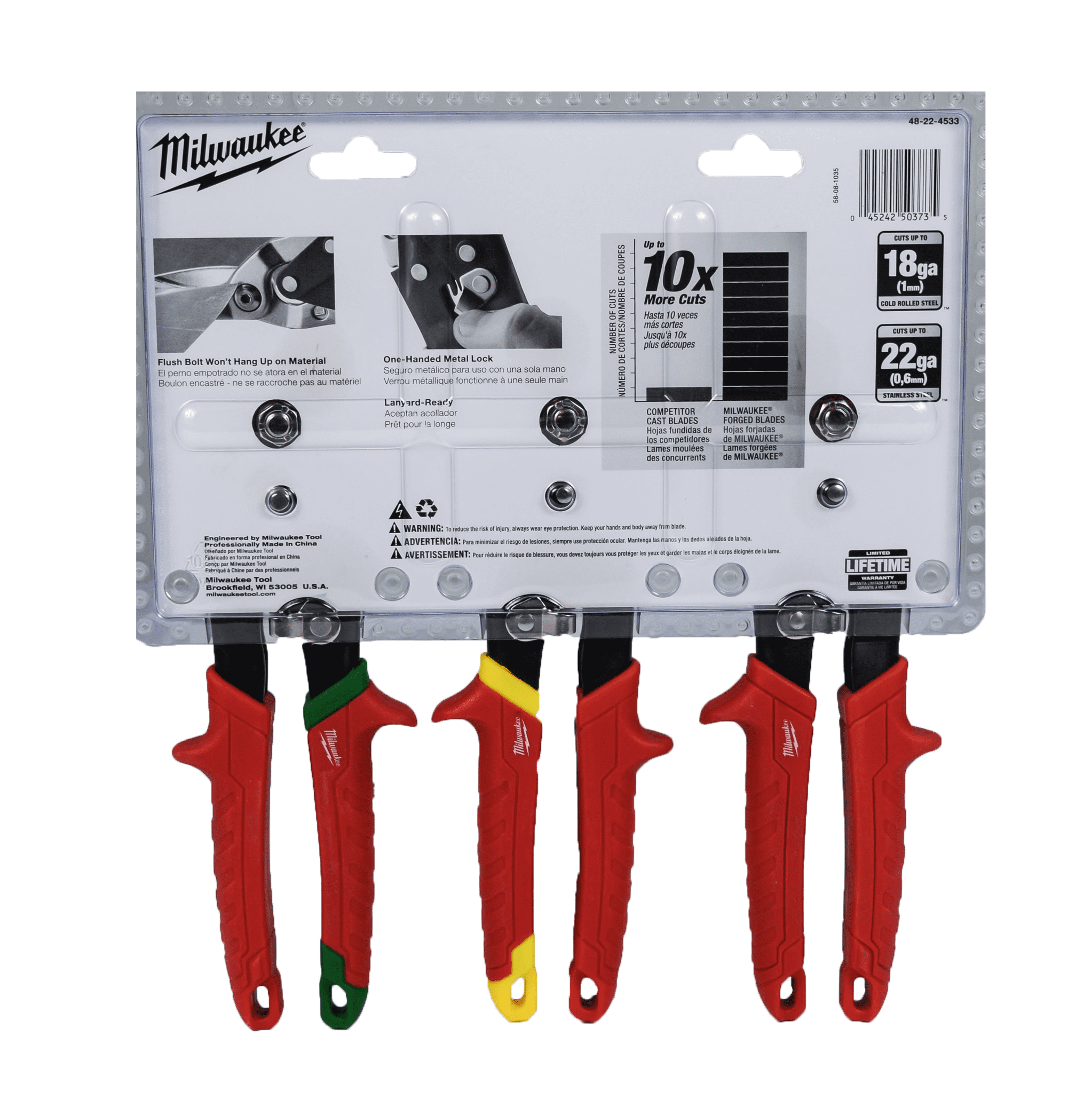 Milwaukee 3-Piece Aviation Snip Set (Left, Right, Straight) 48-22-4533
