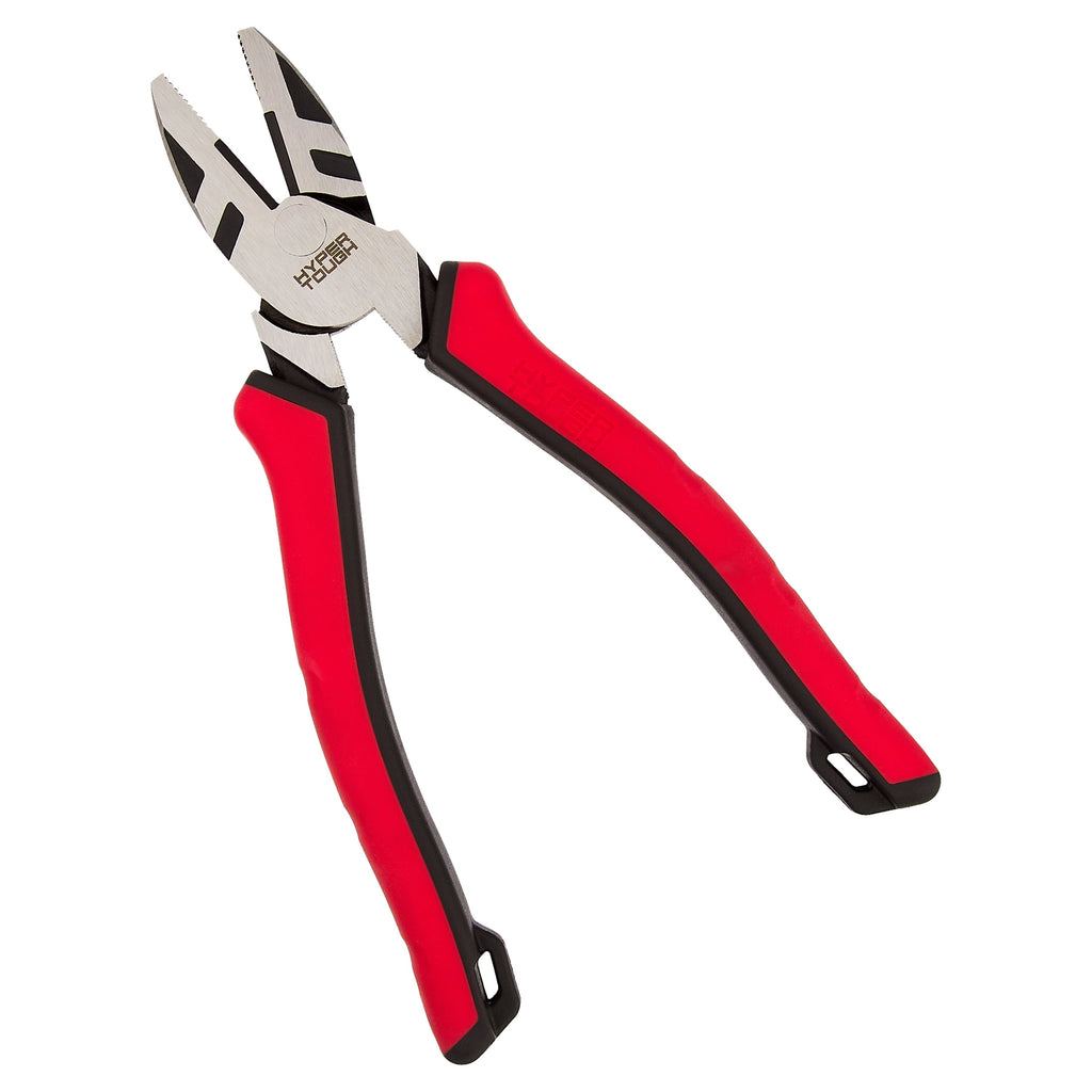 Hyper Tough 8-inch High Leverage Linesman Pliers with Dual Material Comfort Grips