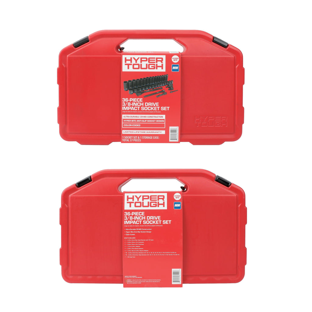 Hyper Tough 36-Piece 3/8-inch Drive Metric CRMO Impact Socket Set (mm)