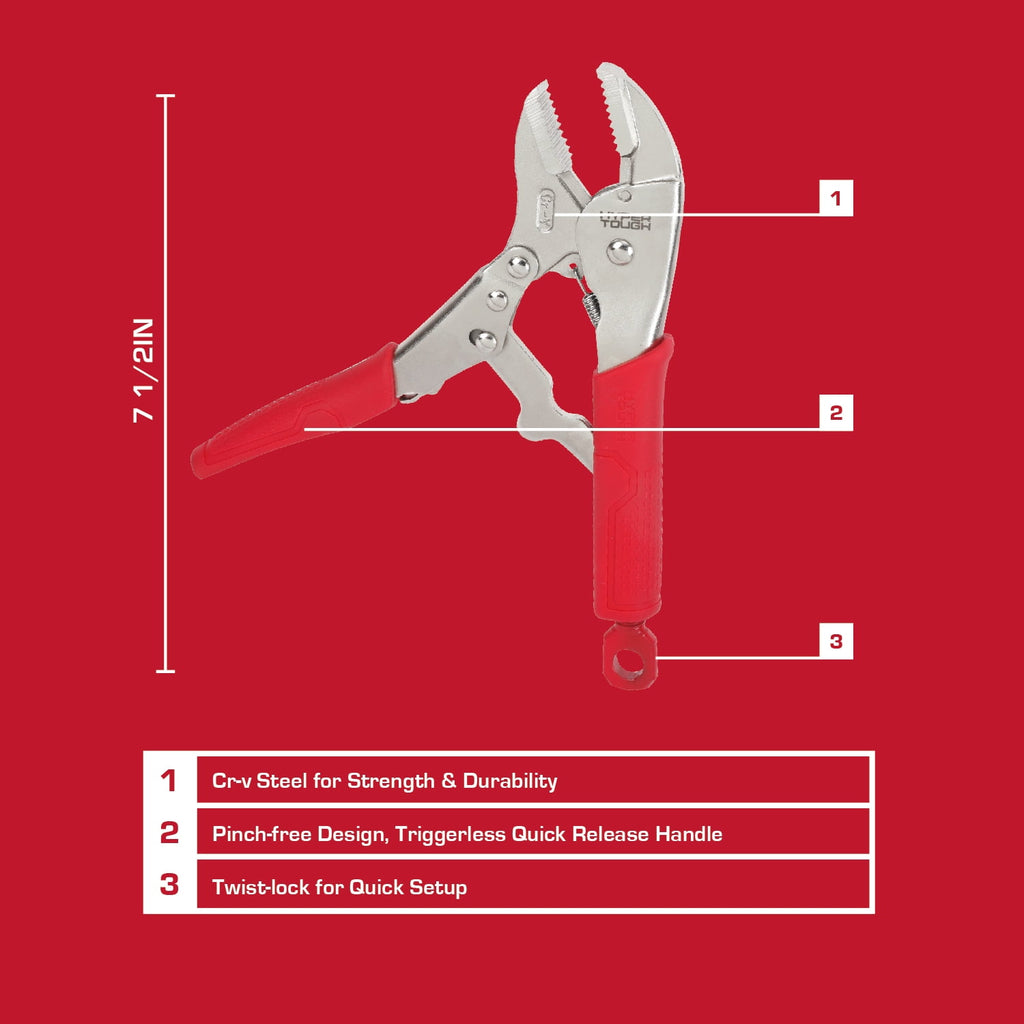 Hyper Tough 8-inch Straight Jaw Locking Pliers with Triggerless Release