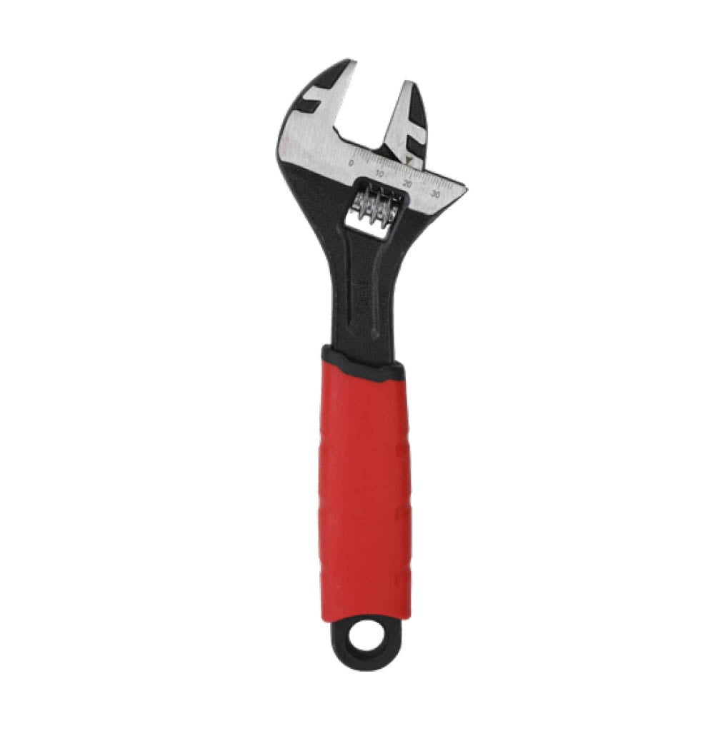 Hyper Tough 8-inch Wide Jaw Adjustable Wrench, Dual Material Comfort Grips