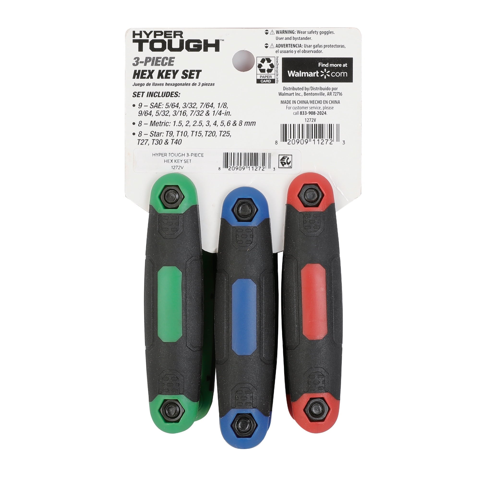 Hyper Tough 3-Pack Folding Hex Key Set with SAE Metric and Star