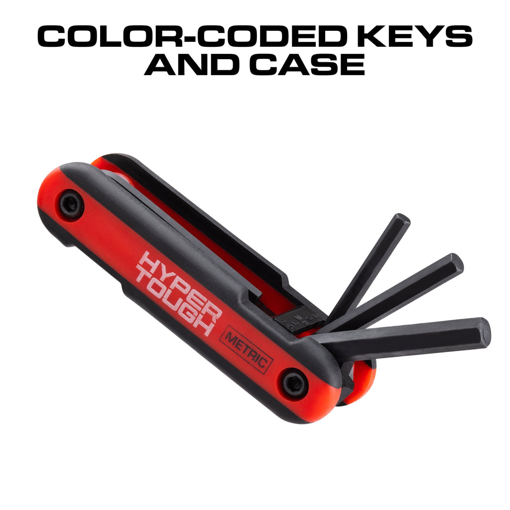 Hyper Tough Heavy-Duty Folding Metric Hex Key Set, 8 Pieces