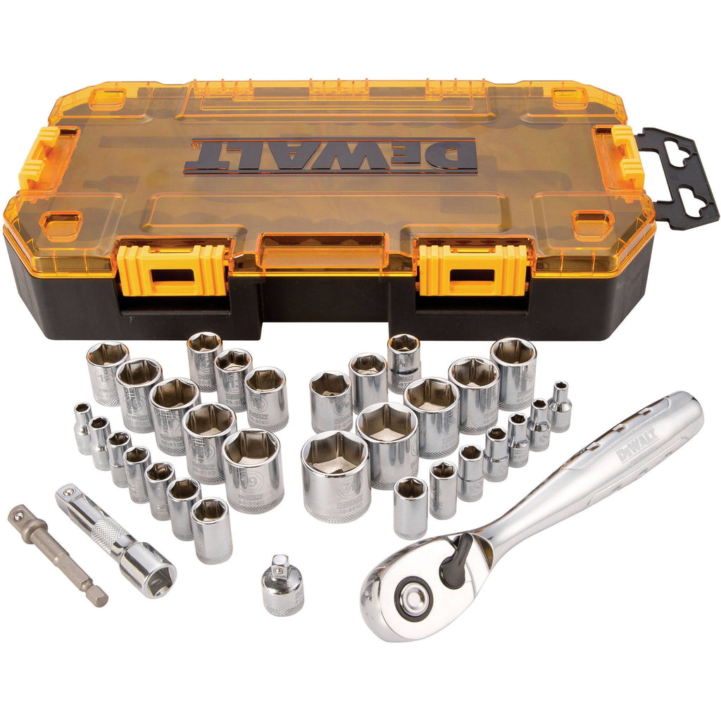 DEWALT Tough Box Tool Kit, 1/4 & 3/8 Drive Socket Set