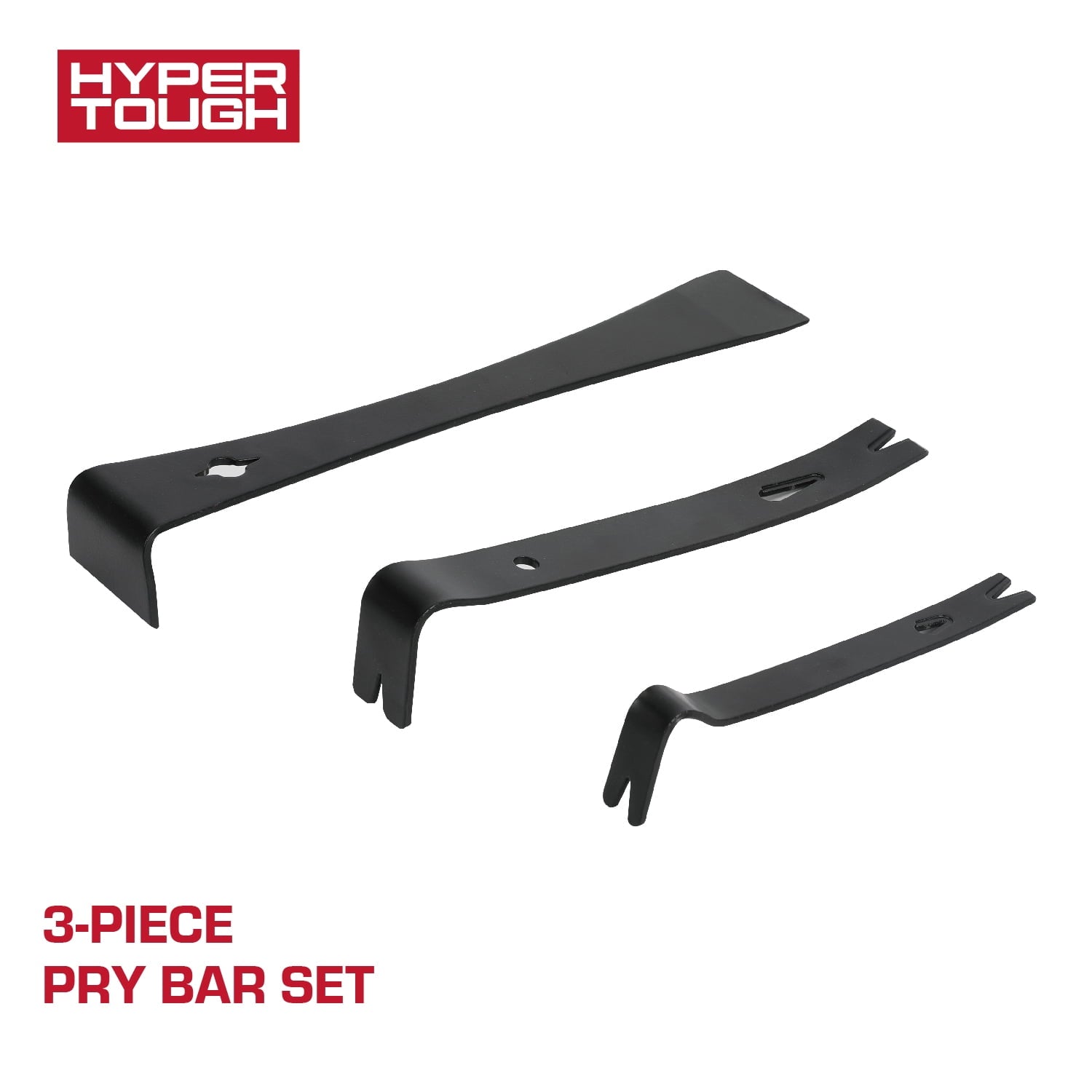 Hyper Tough 3-piece Pry Bar Set with Nail Pull, 5-1/2, 7-1/2, 9-1/2-inch