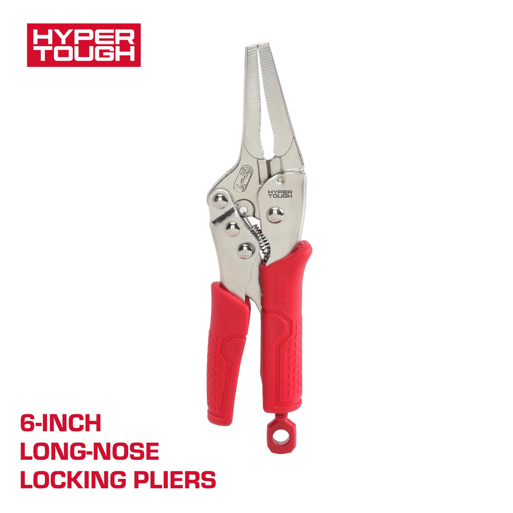 Hyper Tough 6-inch Long-Nose Locking Pliers with Triggerless Release